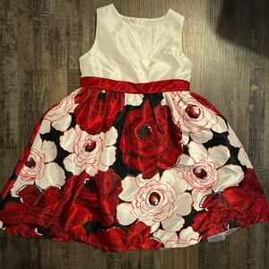 Elegant Red Floral Kids Dress